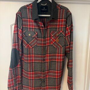 Roark Revival Button Down Flannel - Grey/Red Flannel - XL